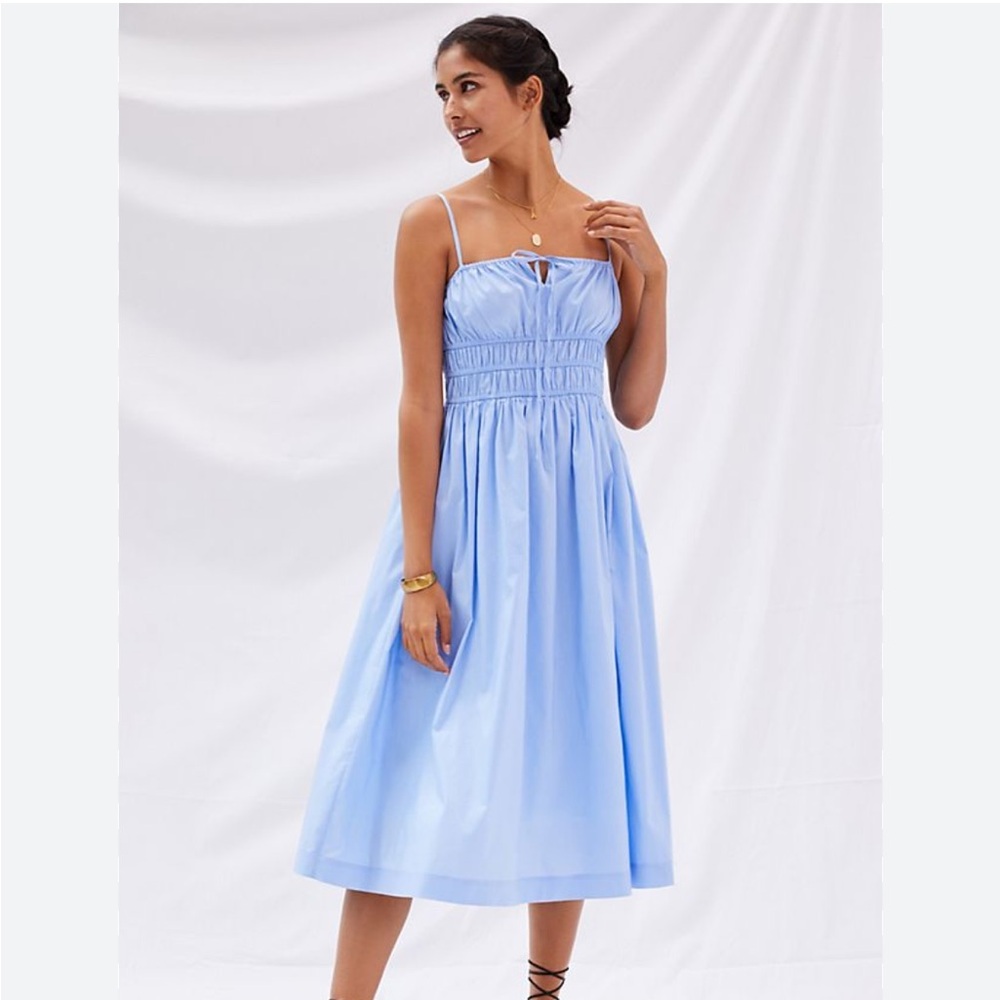Sunday in Brooklyn Light Blue Smocked Midi Dress